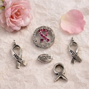 Breast Cancer Awareness Charm Lot – Pink Ribbon, Jewelry Making Supplies